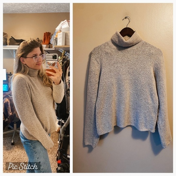 Vintage Jeanne Pierre Wool Blend Turtleneck Oatmeal Neutral Sweater - Picture 1 of 7
